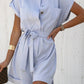 Bohemian Workwear Button Front Short Sleeve Romper