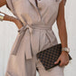 Bohemian Workwear Button Front Short Sleeve Romper