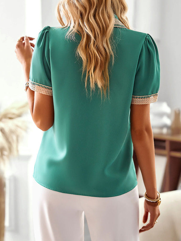 Green Bohemian Lace Collar and Sleeves Top