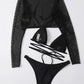 Solid Color High Cut Waist Long Sleeve Cutout Three-Piece Bikini Swimsuit