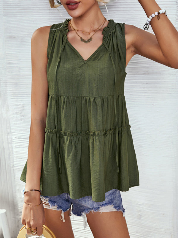 Ruffle Babydoll Woven Sleeveless Top
