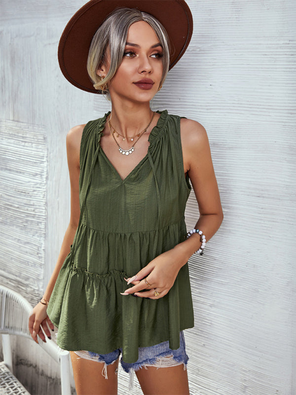 Ruffle Babydoll Woven Sleeveless Top