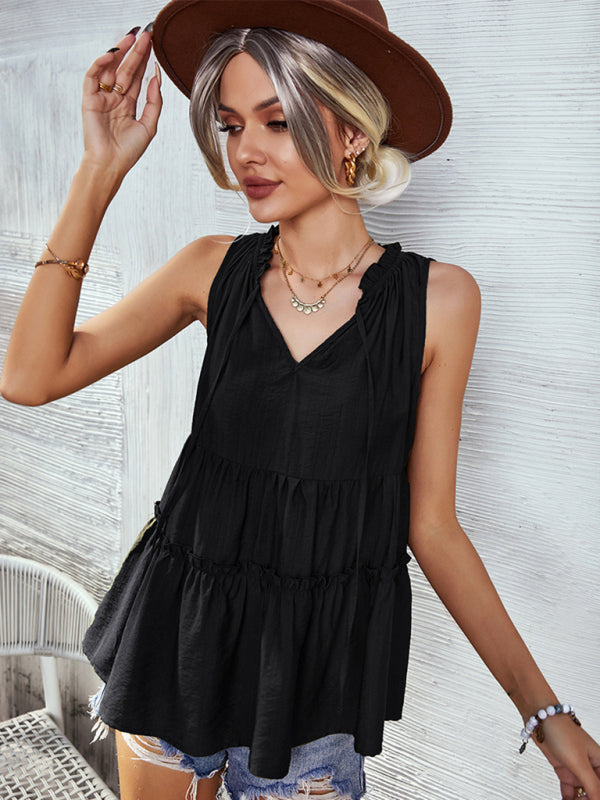 Ruffle Babydoll Woven Sleeveless Top