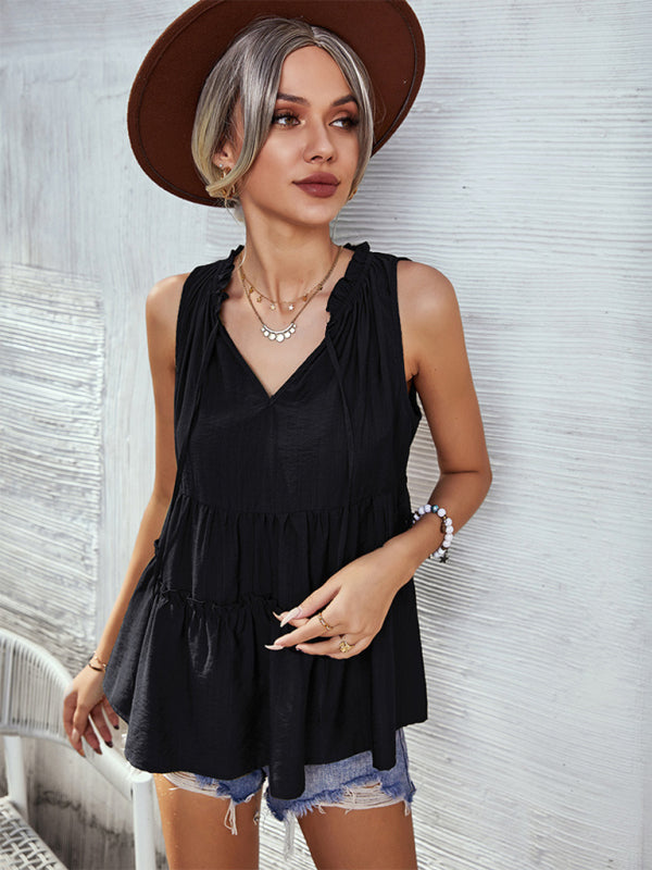 Ruffle Babydoll Woven Sleeveless Top
