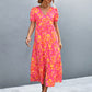 Hawaiian Floral Short Sleeve Long Slit Dress