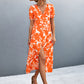 Hawaiian Floral Short Sleeve Long Slit Dress