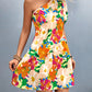 Summery Floral One Shoulder Diagonal Dress