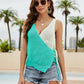 Colorblock Boho Open Knit Wrap Top