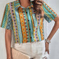 Bright Floral Aztec Short Sleeve Button Up Shirt