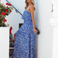 Boho Ocean Blue Strapless Maxi Dress