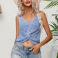 Blue Knotted V Neck Knit Camisole Top