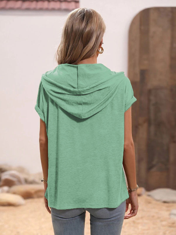Short sleeve best sale hooded top