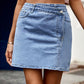 Irregular Waist Design Denim Mini Skirt