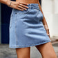 Irregular Waist Design Denim Mini Skirt
