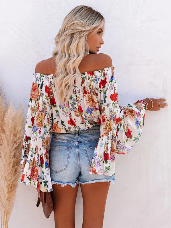 White off shoulder top with bell sleeves sale