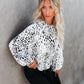 Boho Balloon Sleeve Leopard Printed Round Neck Top