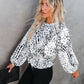 Boho Balloon Sleeve Leopard Printed Round Neck Top