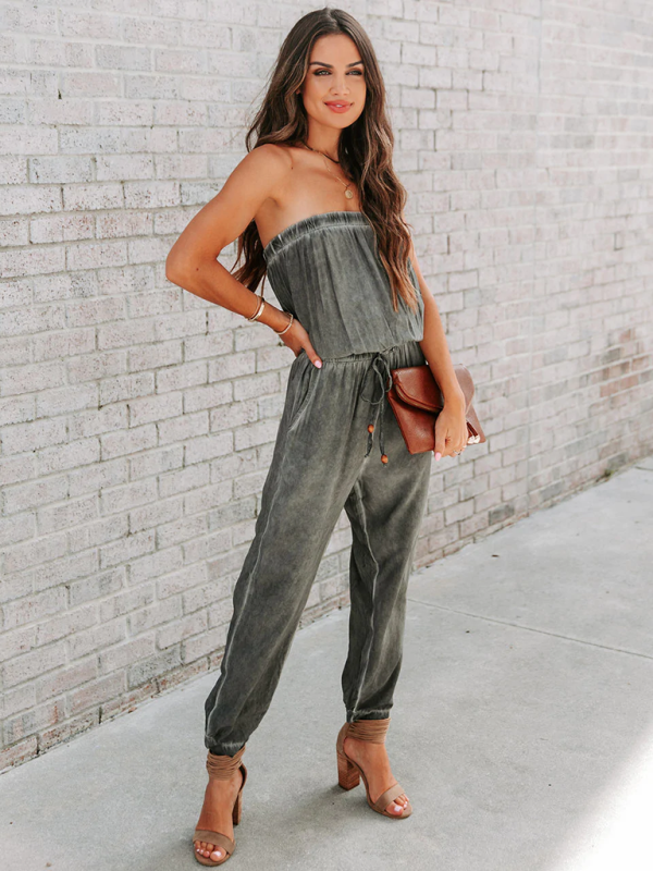 Boho Cotton Strapless Jumper with Pockets