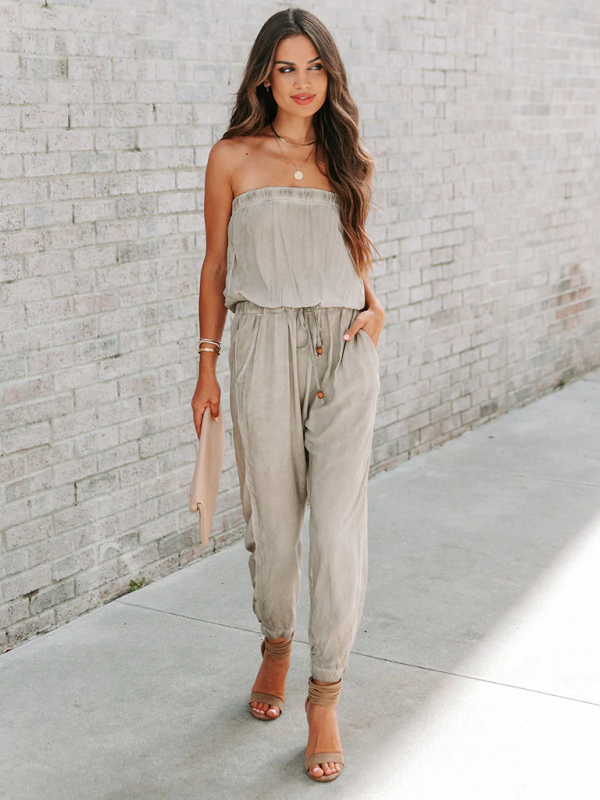 Boho Cotton Strapless Jumper with Pockets