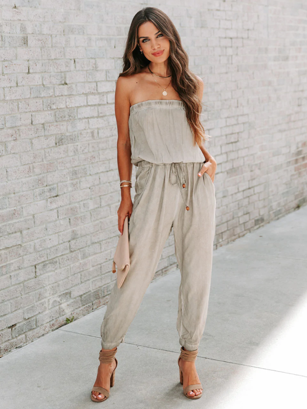 Boho Cotton Strapless Jumper with Pockets