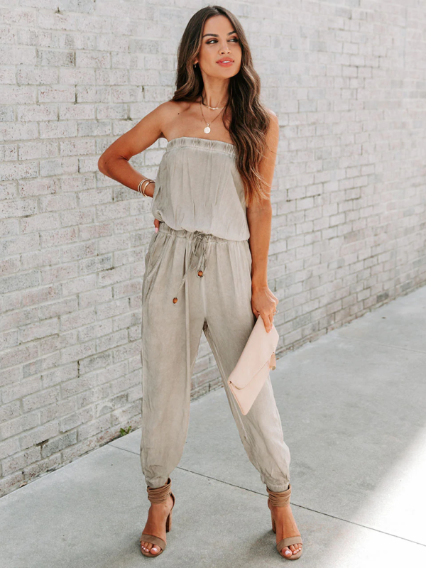 Boho Cotton Strapless Jumper with Pockets