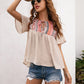Bohemian Aztec Peasant Short Sleeve Top