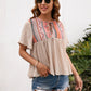 Bohemian Aztec Peasant Short Sleeve Top