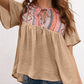 Bohemian Aztec Peasant Short Sleeve Top