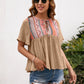 Bohemian Aztec Peasant Short Sleeve Top