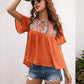 Bohemian Aztec Peasant Short Sleeve Top