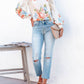 Summer Bohemian Floral Lantern Sleeve Top