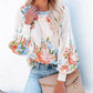 Summer Bohemian Floral Lantern Sleeve Top