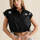 Sparkle Stars Sleeveless Drawstring Crop Top