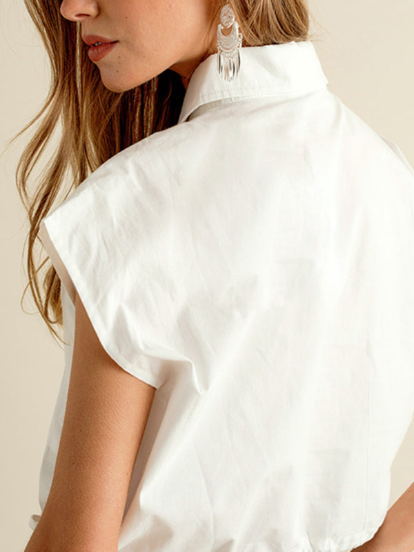 Sparkle Stars Sleeveless Drawstring Crop Top