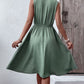 Green V-Neck High Low Hem Sleeveless Dress