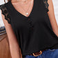 Boho Striped and Solid V-Neck Button Lace Sleeve Top