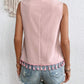 Bohemian Aztec V-Neck Embroidered Stitching Tassel Hem Top