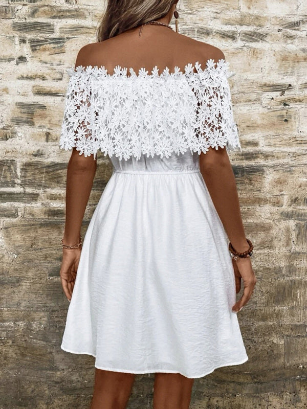 Bohemian Lace Off the Shoulder Mini Dress