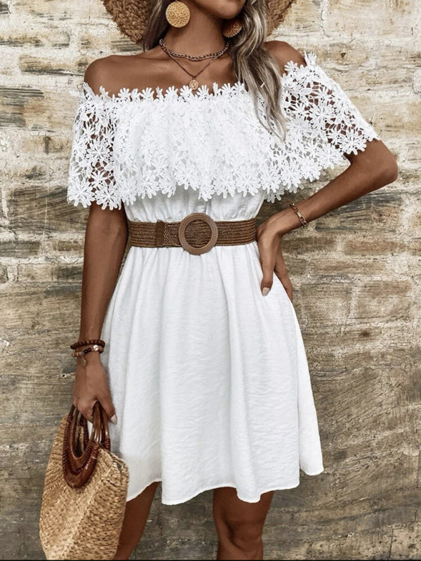 Bohemian Lace Off the Shoulder Mini Dress