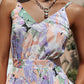 Purple Floral V-Neck Pleated Midi Dress