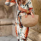 Miranda Bohemian Leaf Print Twist V-Neck Maxi Dress