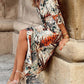 Miranda Bohemian Leaf Print Twist V-Neck Maxi Dress