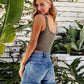 Mid Rise Denim Frayed Shorts