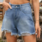 High Waist Ripped and Frayed Hem Denim Shorts