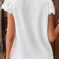 Boho White Waffle Lace V-Neck Flutter Sleeve Top