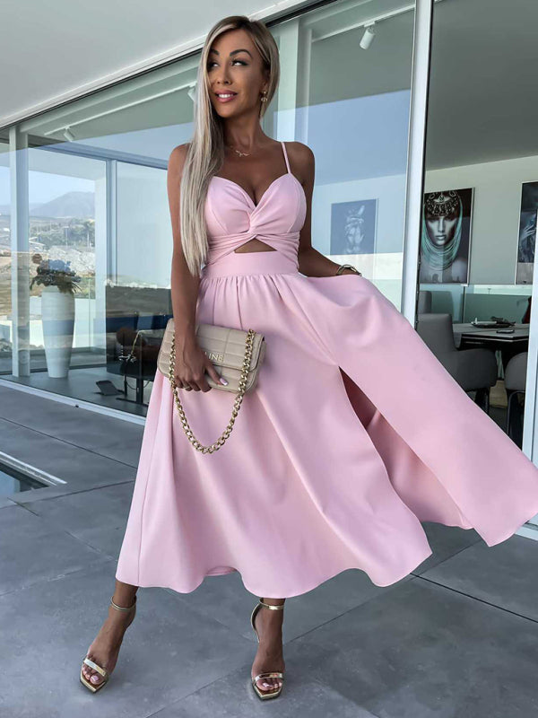 Lindsey Woven Sexy Bow Cutout Maxi Dress