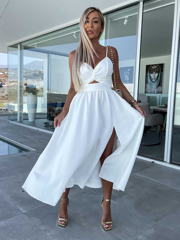 Lindsey Woven Sexy Bow Cutout Maxi Dress