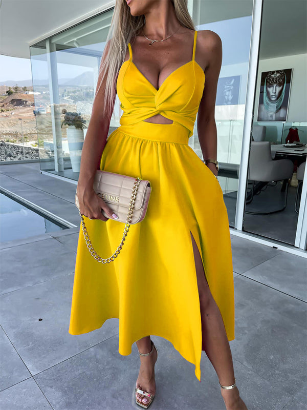 Lindsey Woven Sexy Bow Cutout Maxi Dress