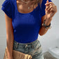 Sophia Textured Short Sleeve Ruffle Top