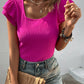Sophia Textured Short Sleeve Ruffle Top